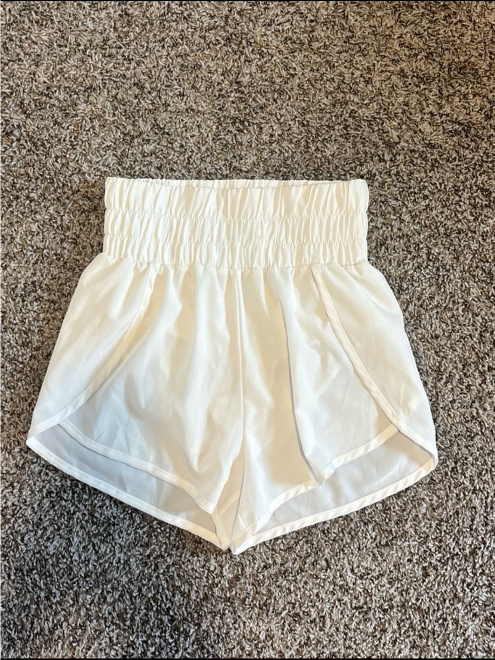 High-Waist White Women's Elastic Waist Shorts